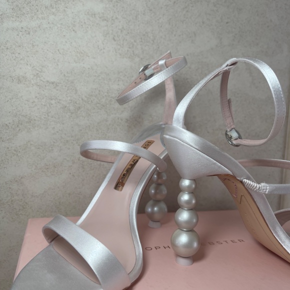 Sophia Webster Rosalind Pearl Satin Sculptured Heel Sandals - Picture 6 of 7